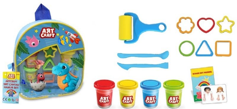 03339-1.jpg РАНИЦА 4Х56 ГР. ПЛАСТЕЛИН И ФОРМИ 2 цватя син и розовия и с еднорог 22Х10Х25 - Image 1