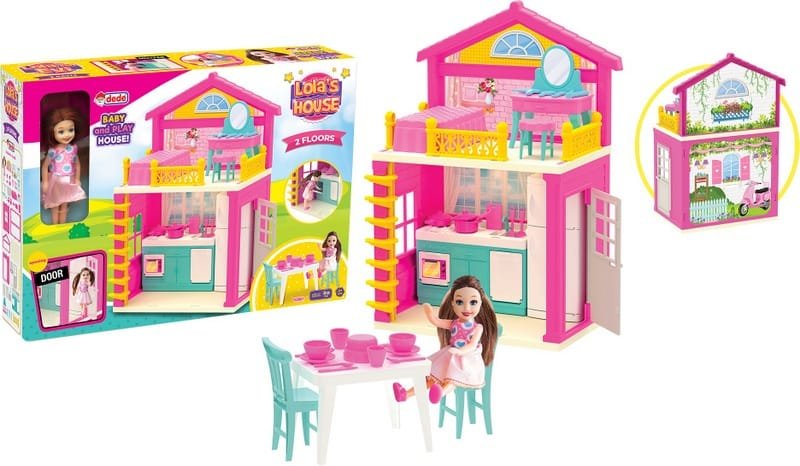 036611-001.jpg Конструктор къщата на лола с кукла и мебели направи си двуетажна къща едри части 40 ел. 9х40х - Image 1