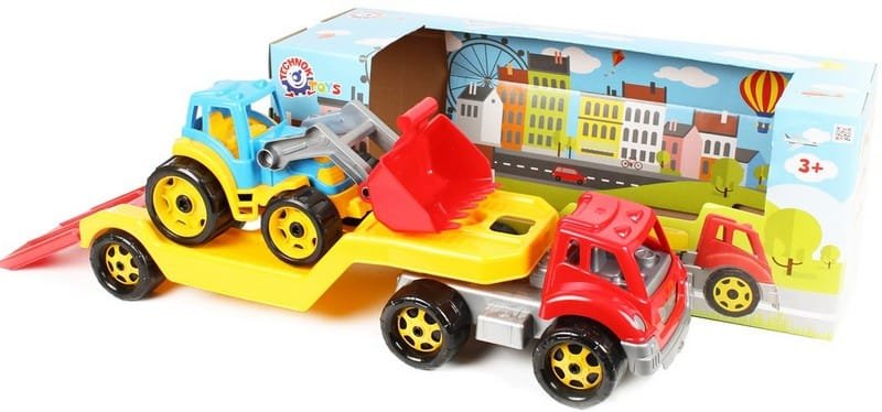 3916_04.jpg Камион автовоз с трактор 64х21х24 в кутия - Image 1