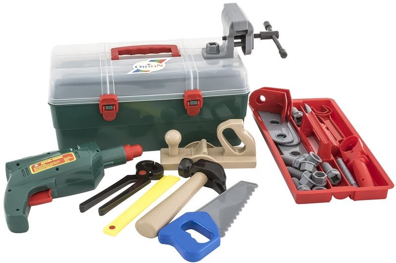 art_938.jpg Комплект инструменти малкия дърводелец 2 етажа с менгеме с движеща се бормашина 32х18х15 - Image 1