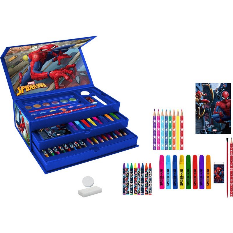 000508386_1-800x800 Триетажно куфарче Спайдермен за оцветяване с всичко необходимо за оцветяване 27х14х9 - Image 1