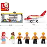 Конструктор Sluban Авиация Самолет в Ремонтен Хангар 599 ел. с 6 фигурки 52х38х8 - Image 3