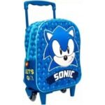 Карета Соник с колела и телескопична дръжка и 3Д раница 39х28х14