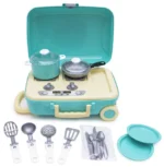 Куфар с кухненси пикник комплект с подвижна дръжка на колела 35х25х15