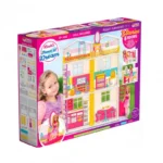 Къща на мечтите на линда за размер кукли тип барби с кукла и обзавеждане 3 етажа 60x50x16
