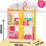 Къща на мечтите на линда за размер кукли тип барби с кукла и обзавеждане 3 етажа 60x50x16 - Image 2
