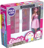 Гардероба на линда с кукла за размер кукли тип барби 37x35x10 cм