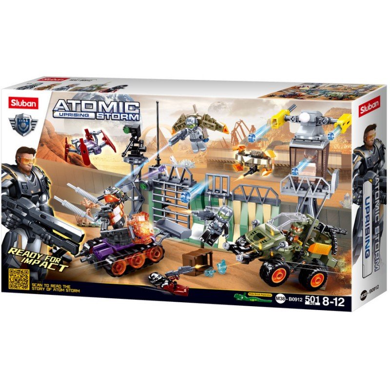 1-B0912-800x800 Конструктор Sluban Атомна Буря Възстание Аванпост на възстанниците 501 ел. с 5 фигурки 48х29х7 и стрелба - Image 1
