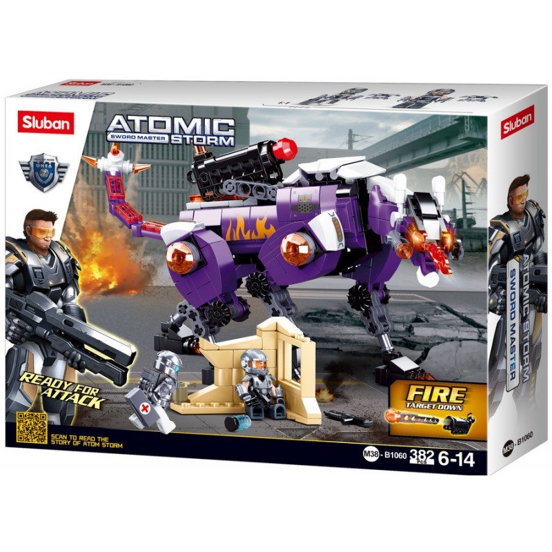 1-B1060-800x800 Конструктор Sluban Атомна Буря Майстора на меча Време за Лов 382 ел. с 2 фигурки 38х29х7 със стрелба - Image 1
