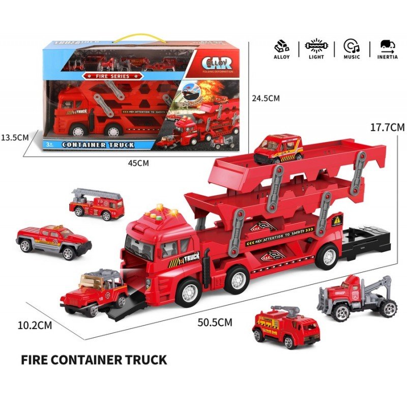 1-YW291283-800x800 Камион Автовоз с 6 метални пожарни светлина и звук за игра е 51х18х10 в кутия е 45х14х25 - Image 1