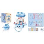 Ветиринарен докторски кабинет в куфарче с 4 животни и светеща слушалка 20х15х20 - Image 4