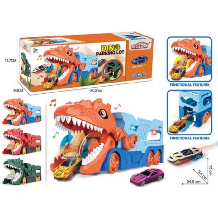 Камион Динозавър с изстрелвачка с метални коли 36х10х12