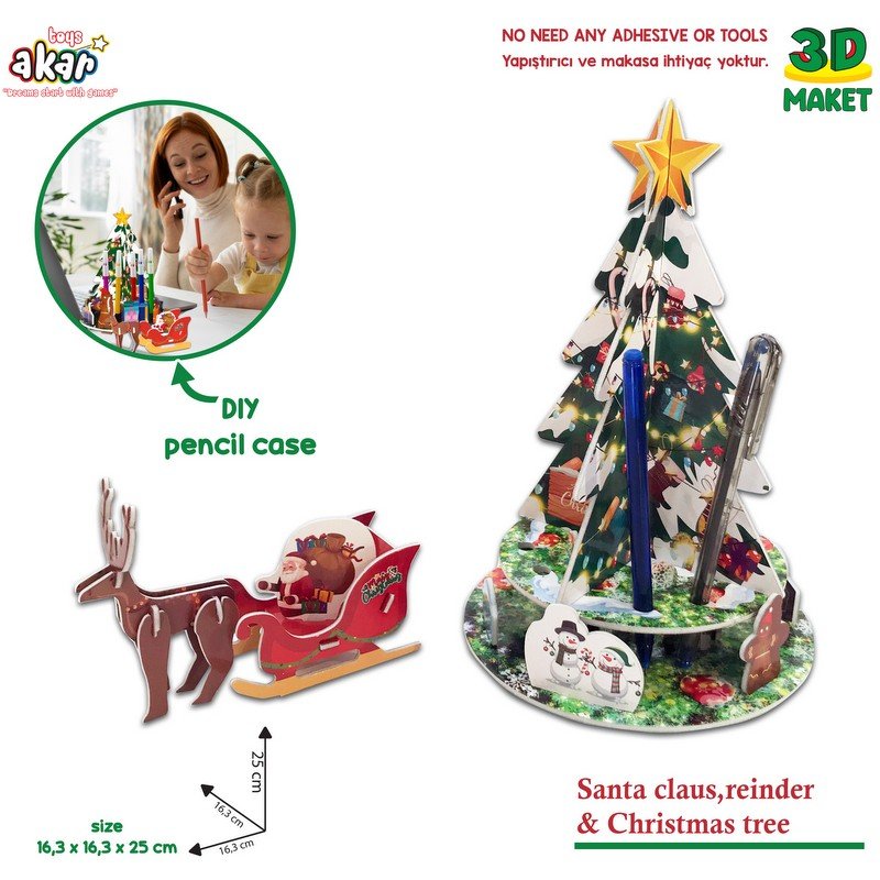 95-417-3-800x800 Пъзел 3Д Дяда коледа с шейната и Коледната елха и поставка за химикали 25х19х16 опаковка 26х21х7 - Image 1