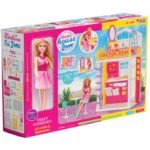 Двуетажната къща на линда за размер кукли тип барби с обзавеждане 49x34x16